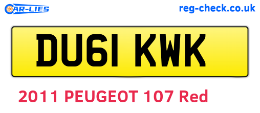 DU61KWK are the vehicle registration plates.