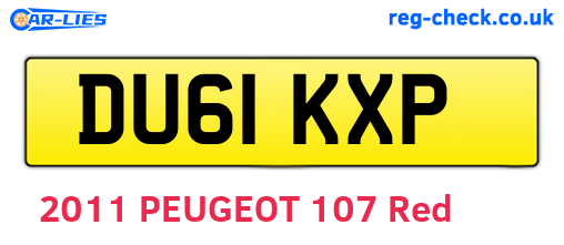 DU61KXP are the vehicle registration plates.