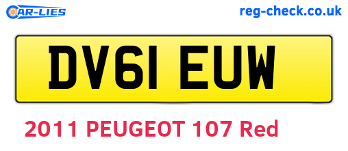 DV61EUW are the vehicle registration plates.