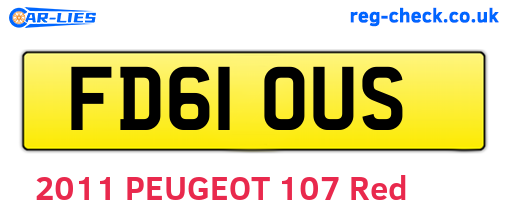 FD61OUS are the vehicle registration plates.
