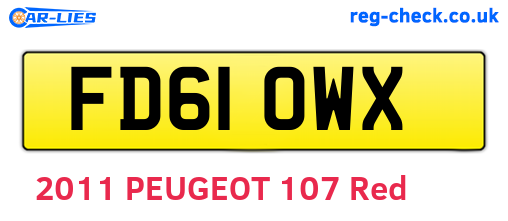 FD61OWX are the vehicle registration plates.