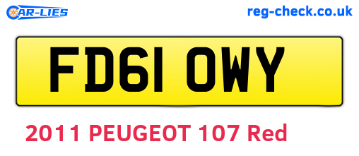 FD61OWY are the vehicle registration plates.