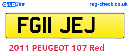 FG11JEJ are the vehicle registration plates.