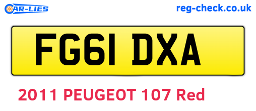 FG61DXA are the vehicle registration plates.