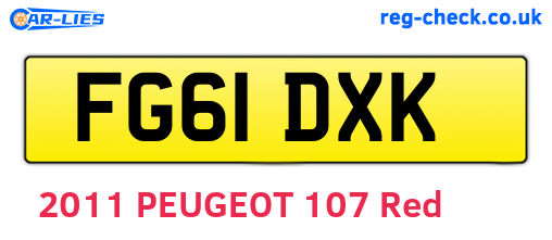 FG61DXK are the vehicle registration plates.