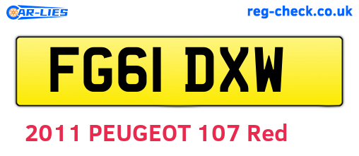 FG61DXW are the vehicle registration plates.