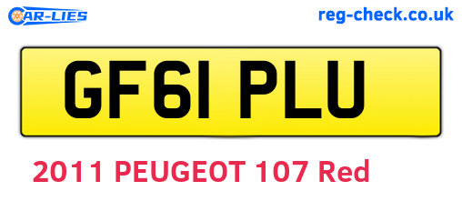 GF61PLU are the vehicle registration plates.