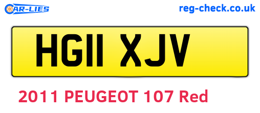 HG11XJV are the vehicle registration plates.