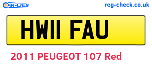 HW11FAU are the vehicle registration plates.