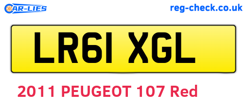 LR61XGL are the vehicle registration plates.