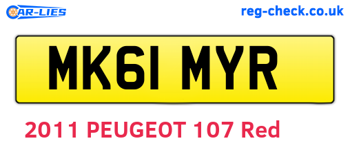 MK61MYR are the vehicle registration plates.