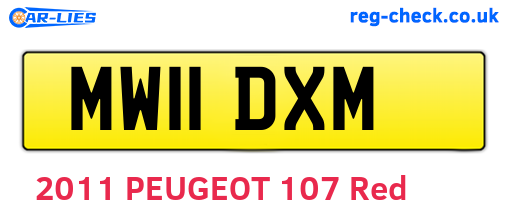MW11DXM are the vehicle registration plates.