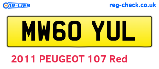 MW60YUL are the vehicle registration plates.