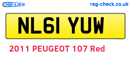 NL61YUW are the vehicle registration plates.