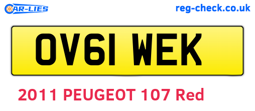 OV61WEK are the vehicle registration plates.
