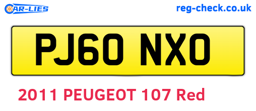 PJ60NXO are the vehicle registration plates.