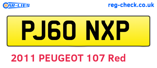 PJ60NXP are the vehicle registration plates.