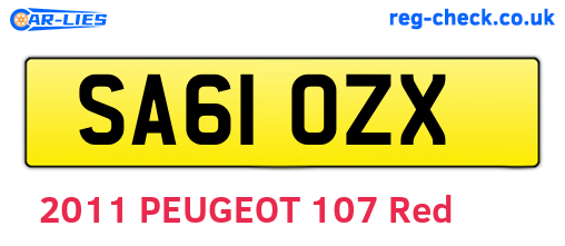 SA61OZX are the vehicle registration plates.