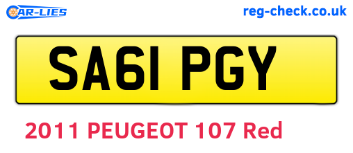 SA61PGY are the vehicle registration plates.