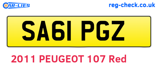 SA61PGZ are the vehicle registration plates.