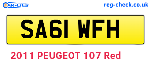 SA61WFH are the vehicle registration plates.