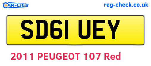 SD61UEY are the vehicle registration plates.