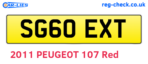 SG60EXT are the vehicle registration plates.