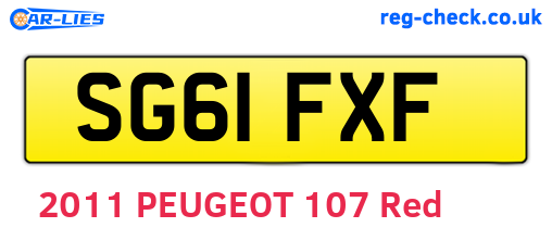 SG61FXF are the vehicle registration plates.