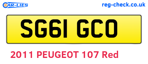 SG61GCO are the vehicle registration plates.