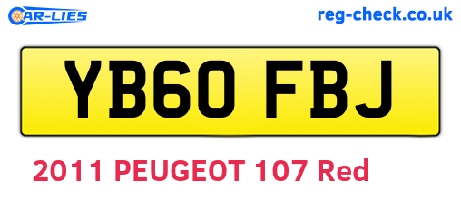 YB60FBJ are the vehicle registration plates.