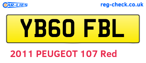 YB60FBL are the vehicle registration plates.