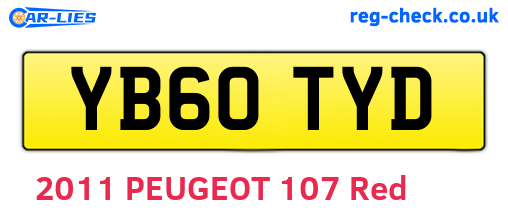 YB60TYD are the vehicle registration plates.