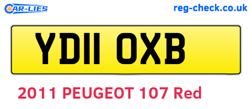 YD11OXB are the vehicle registration plates.