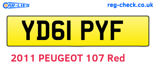 YD61PYF are the vehicle registration plates.