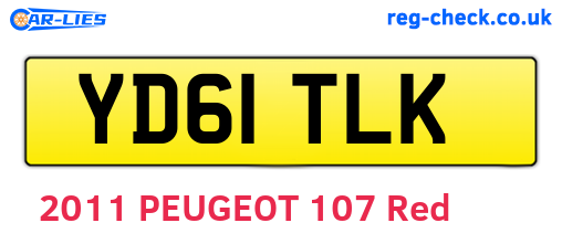YD61TLK are the vehicle registration plates.