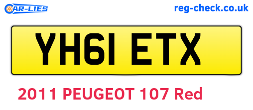 YH61ETX are the vehicle registration plates.