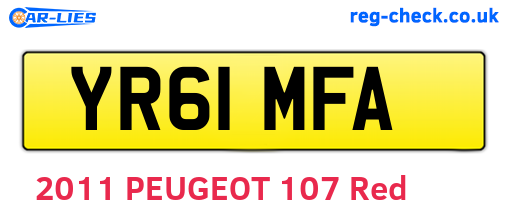 YR61MFA are the vehicle registration plates.