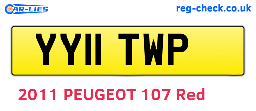 YY11TWP are the vehicle registration plates.