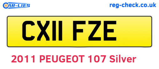 CX11FZE are the vehicle registration plates.