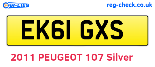 EK61GXS are the vehicle registration plates.