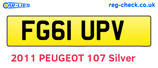 FG61UPV are the vehicle registration plates.