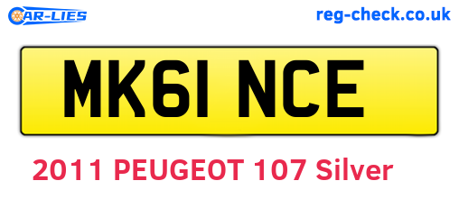 MK61NCE are the vehicle registration plates.