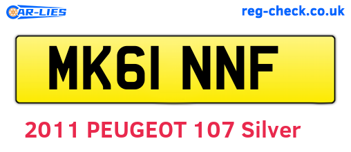 MK61NNF are the vehicle registration plates.