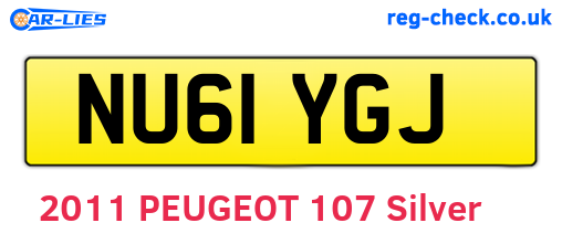 NU61YGJ are the vehicle registration plates.