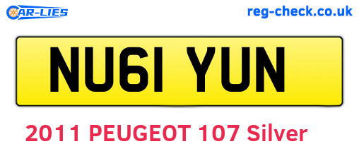 NU61YUN are the vehicle registration plates.