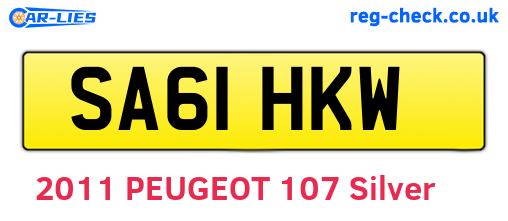 SA61HKW are the vehicle registration plates.