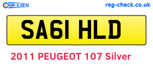 SA61HLD are the vehicle registration plates.