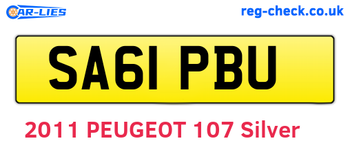 SA61PBU are the vehicle registration plates.