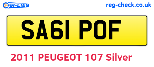 SA61POF are the vehicle registration plates.