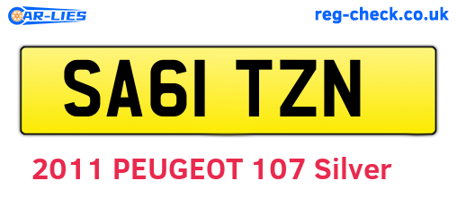 SA61TZN are the vehicle registration plates.
